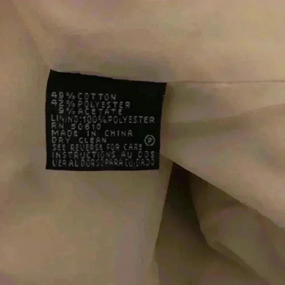 Anne Klein Holiday Blazer Tan with Metallic Gold Embroidery Floral Jacket Size 8 - Picture 8 of 10